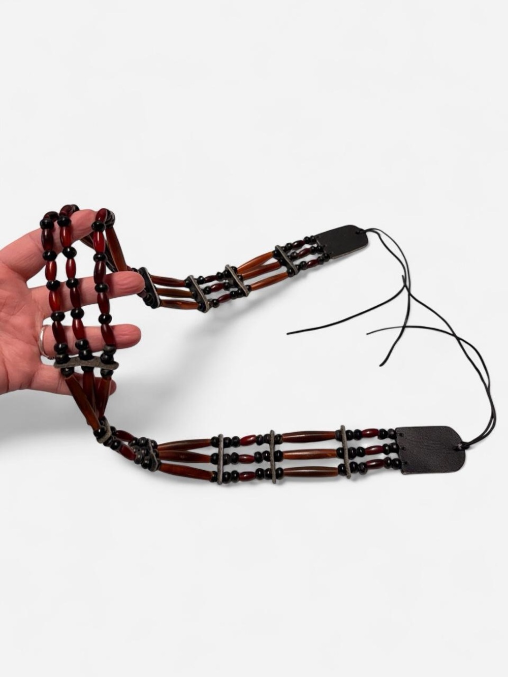 Native American style regalia beaded hairpipe belt, hat band or breastplate